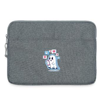 Niedlicher Geistermit Smartphone - Laptoptasche 15" - Grau meliert - Vorne