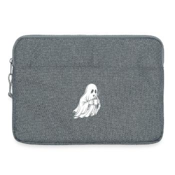 Ghost with coffee cup illustration - Laptop bag 15" - heather grey - Front