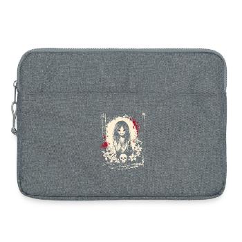Kimono de fille démoniaque de manga d'horreur - Sacoche pour ordinateur portable 15 pouces - gris chiné - Devant
