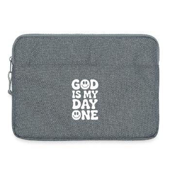 Dieu est mon premier jour – Faith Design - Sacoche pour ordinateur portable 15 pouces - gris chiné - Devant