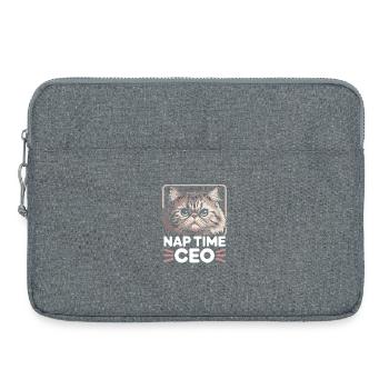Heure de la sieste PDG Chat drôle Humour de bureau Bureau à domicile - Sacoche pour ordinateur portable 15 pouces - gris chiné - Devant