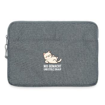 Motif de chat avec un dicton confiant - Sacoche pour ordinateur portable 15 pouces - gris chiné - Devant