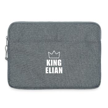 Elian Name mit Buchstabe E - King Crown Shirt - Laptoptasche 15" - Grau meliert - Vorne