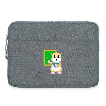 hamster professeur tableau école - Sacoche pour ordinateur portable 15 pouces - gris chiné - Devant