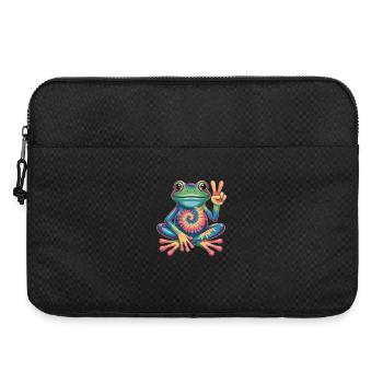 Frog Tie-Dye Hippie Peace Sign - Laptop bag 15" - black - Front