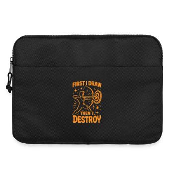 First I Draw, Then I Destroy Archery - Laptop bag 15" - black - Front