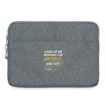 Look at me working for myself and - Laptop bag 15" - heather grey - Front