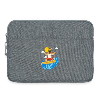 Surfing German Shepherd Dog - Laptop bag 15" - heather grey - Front