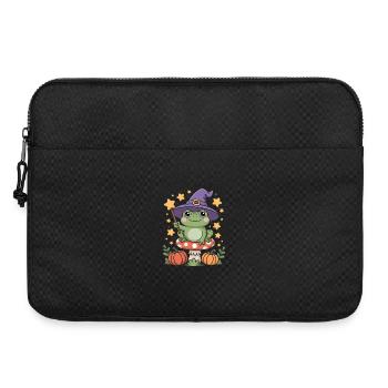 Cute witch frog on toadstool with magic wand - Laptop bag 15" - black - Front