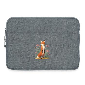 Fuchs mit Blumenmuster Illustration - Laptoptasche 15" - Grau meliert - Vorne