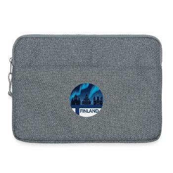 Silhouette d'aurores boréales au-dessus de la Finlande avec - Sacoche pour ordinateur portable 15 pouces - gris chiné - Devant