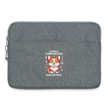 Corgi Companion équipé | Amour de chien Humour - Sacoche pour ordinateur portable 15 pouces - gris chiné - Devant