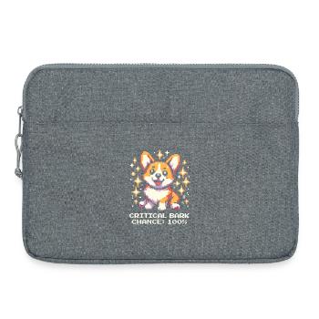 Chance de cloche critique : 100 % | Humour Corgi - Sacoche pour ordinateur portable 15 pouces - gris chiné - Devant