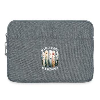 Wildflower Pattern Flowers - Laptop bag 15" - heather grey - Front