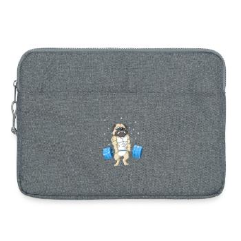 Mops Gewichtheben Fitnessstudio - Laptoptasche 15" - Grau meliert - Vorne