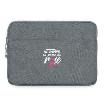 Octobre Rose 2025 Cancer du Sein Sensibilisation - Sacoche pour ordinateur portable 15 pouces - gris chiné - Devant
