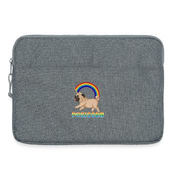 Mops Einhorn Pugicorn Lustiges T-Shirt - Laptoptasche 15" - Grau meliert - Vorne