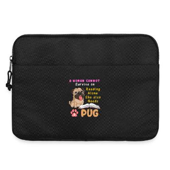 Lesen Hund Mops Illustration T-Shirt - Laptoptasche 15" - Schwarz - Vorne