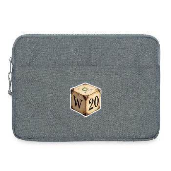 Antiker W6 Würfel mit W20 – Fantasy Cartoon - Laptoptasche 15" - Grau meliert - Vorne