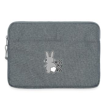 Vilain lapin de dessin animé – Embrasse-moi les bottes - Sacoche pour ordinateur portable 15 pouces - gris chiné - Devant