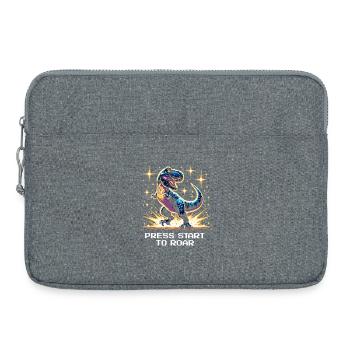 Start drücken zum Brüllen | Dinosaurier, Retro - Laptoptasche 15" - Grau meliert - Vorne