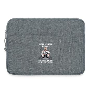 Never underestimate an old man karting - Laptop bag 15" - heather grey - Front
