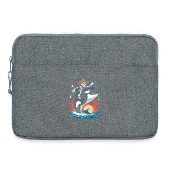 Skelett Cowboy auf Orca Wellen Szene - Laptoptasche 15" - Grau meliert - Vorne