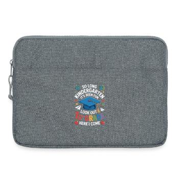 Au revoir, maternelle, Bonjour, Première année - Sacoche pour ordinateur portable 15 pouces - gris chiné - Devant