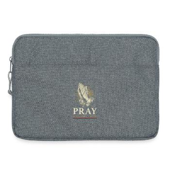 Prier sans cesse – les mains avec le chapelet - Sacoche pour ordinateur portable 15 pouces - gris chiné - Devant