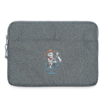 Squelette cow-boy sur chèvre - Sacoche pour ordinateur portable 15 pouces - gris chiné - Devant