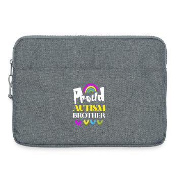 Fier frère autiste - Sacoche pour ordinateur portable 15 pouces - gris chiné - Devant