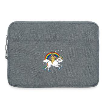 Berger allemand chevauchant une licorne - Sacoche pour ordinateur portable 15 pouces - gris chiné - Devant