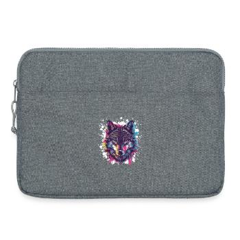 Loup Animal Éclaboussure de Couleur - Sacoche pour ordinateur portable 15 pouces - gris chiné - Devant