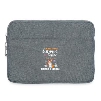Femme a besoin de café et de chemise drôle de corgi - Sacoche pour ordinateur portable 15 pouces - gris chiné - Devant