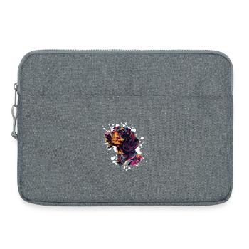 Tête de chien colorée éclaboussures Art - Sacoche pour ordinateur portable 15 pouces - gris chiné - Devant