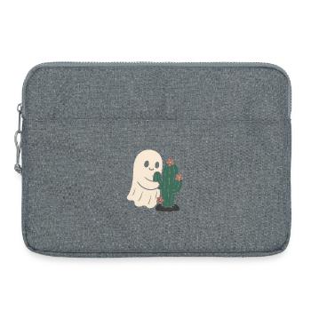 Ghost Hugging Cactus Flowers - Laptop bag 15" - heather grey - Front