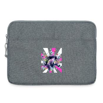 Rétro cheval chevaux fille des années 60 Floral - Sacoche pour ordinateur portable 15 pouces - gris chiné - Devant