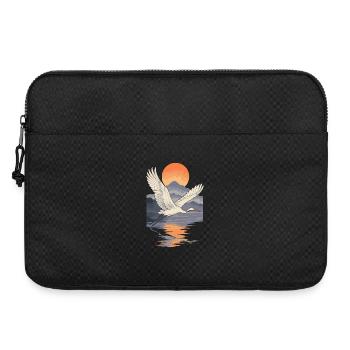 Kranich, der bei Sonnenuntergang fliegt Reflexion - Laptoptasche 15" - Schwarz - Vorne