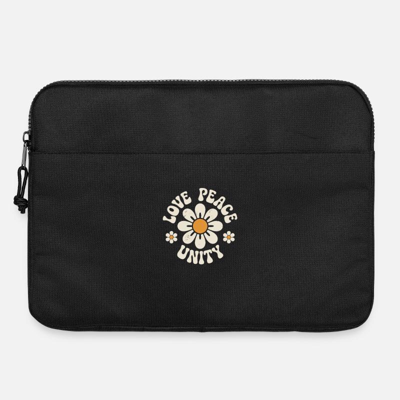 Liebe Frieden Einheit Retro Blumen - Laptoptasche 15" - Schwarz
