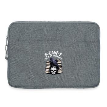 Rabe über Schädel und Bücherwelt - Laptoptasche 15" - Grau meliert - Vorne