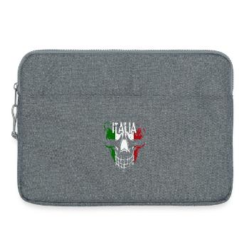 Crâne avec drapeau italien, patriote italien - Sacoche pour ordinateur portable 15 pouces - gris chiné - Devant