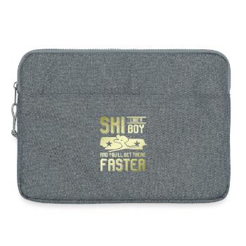 Garçon de ski - Sacoche pour ordinateur portable 15 pouces - gris chiné - Devant