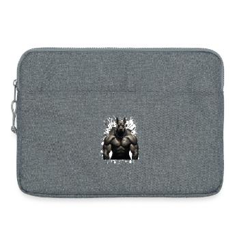 Doberman Dog Muscles Workout Beast - Laptop bag 15" - heather grey - Front