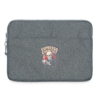 Espresso Exorcist Skeleton Sipping Coffee Design - Laptop bag 15" - heather grey - Front
