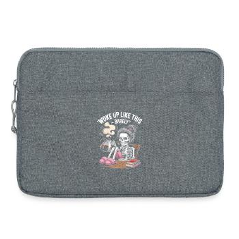 Kaum so aufgewacht - Skelett Morgenkaffee - Laptoptasche 15" - Grau meliert - Vorne