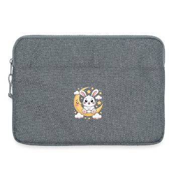 Süßer Hase Auf Mondsichel Mit Sternen - Laptoptasche 15" - Grau meliert - Vorne
