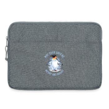Que vos journées soient joyeuses – Pingouin empereur - Sacoche pour ordinateur portable 15 pouces - gris chiné - Devant