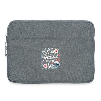 Less Plastic More Sea – Environmental Design Flowers - Laptop bag 15" - heather grey - Front
