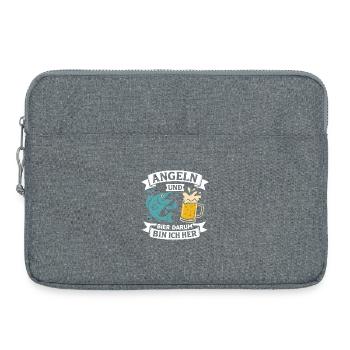 Soon dad FISHING AND BEER THAT'S WHY I'M HERE Funny - Laptop bag 15" - heather grey - Front