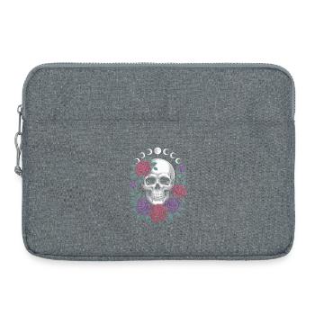 Gothic Totenschädel mit Mondphasen und Rosen Design - Laptoptasche 15" - Grau meliert - Vorne